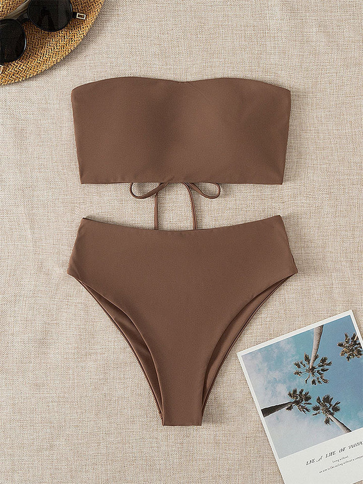 Damen Bandeau-Bikini mit hochgeschnittenem Unterteil Drune