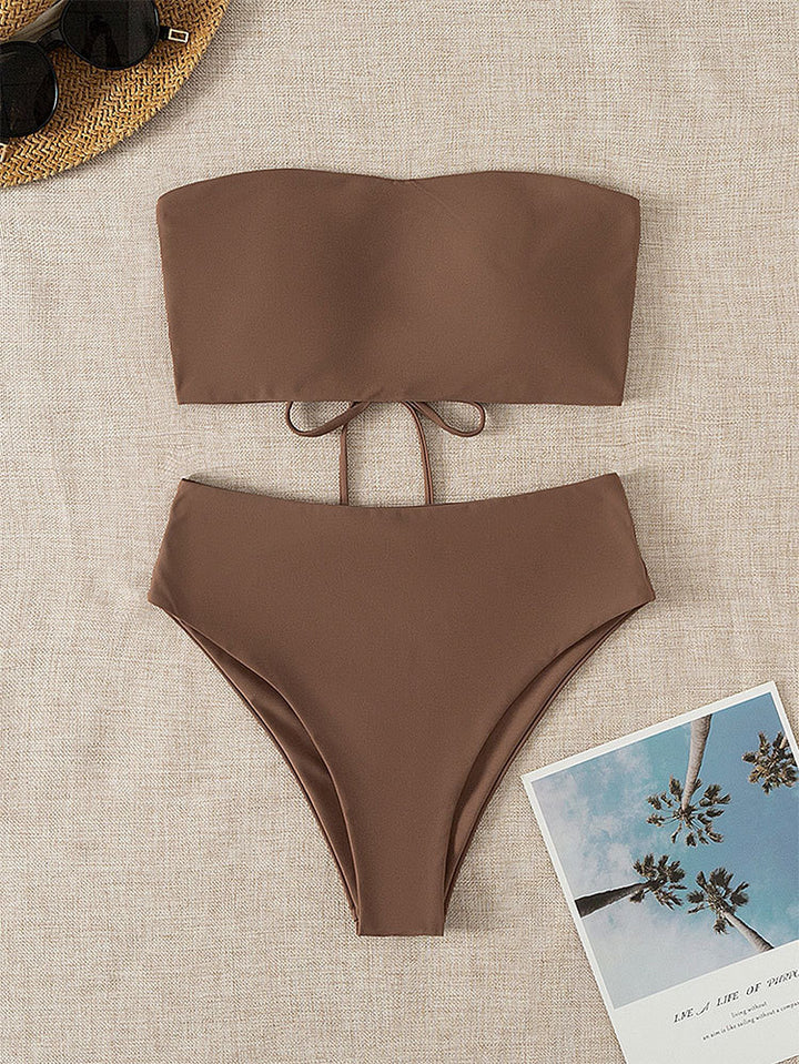 Damen Bandeau-Bikini mit hochgeschnittenem Unterteil Drune