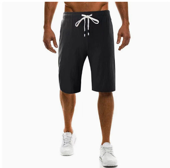 Herren nan leichte Leinenhose mit elastischem Bund weites Bein und seitlichen Eingrifftaschen Drune