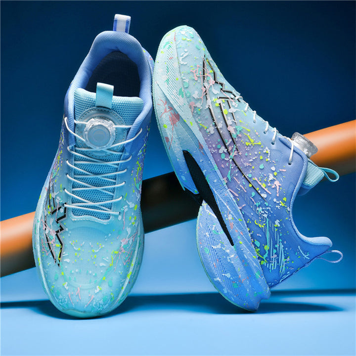 Unisex künstlerische Laufsneaker mit Spritzlack‑Design, reaktiver Hohlkern‑Dämpfung und Drehverschluss Drune