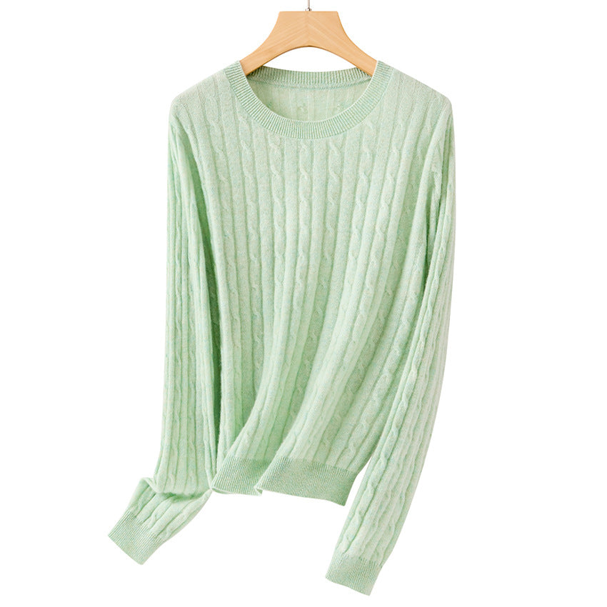Damen Kuscheliger Zopfstrick-Pullover aus Feinstrick mit Rundhalsausschnitt Drune
