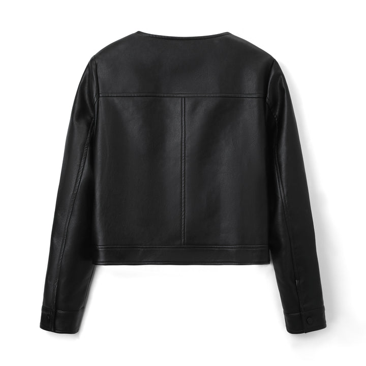Damen Modische Kurzjacke aus Kunstleder Drune