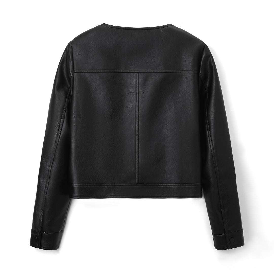 Damen Stilvolle Kunstlederjacke Drune