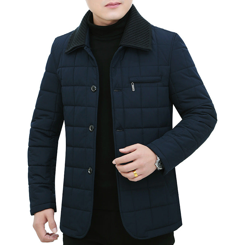 Herren Steppjacke mit Boxsteppung, Cordkragen und Brust-Reißverschlusstasche Drune