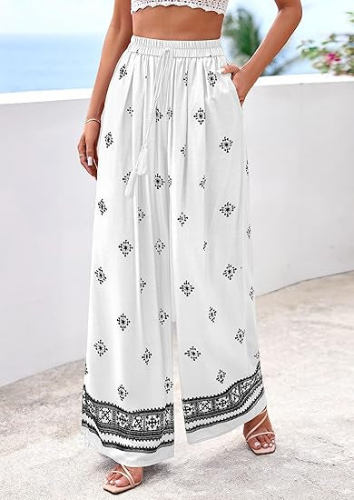 Damen weite Sommerhose mit Boho-Muster Drune
