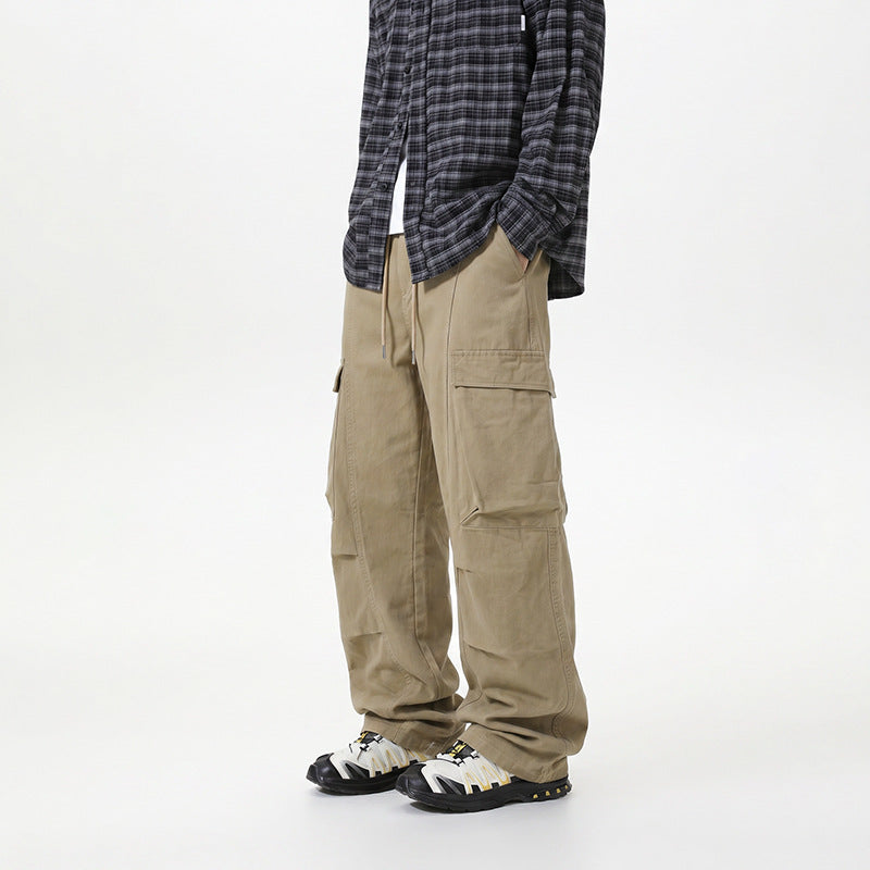 Herren Baggy-Cargo-Hose mit tiefem Schritt, Oversized-Silhouette und aufgesetzten Utility-Taschen Drune