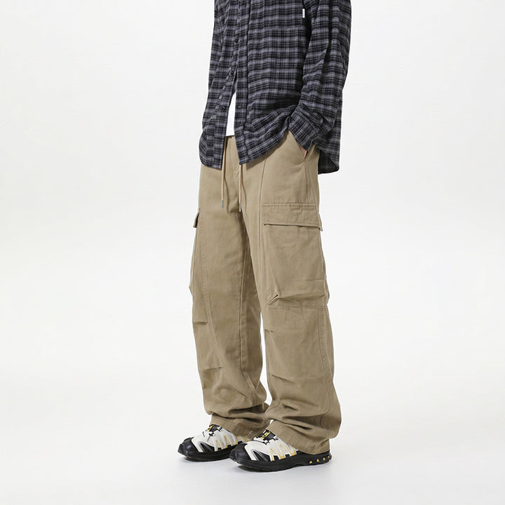 Herren Baggy-Cargo-Hose mit tiefem Schritt, Oversized-Silhouette und aufgesetzten Utility-Taschen Drune