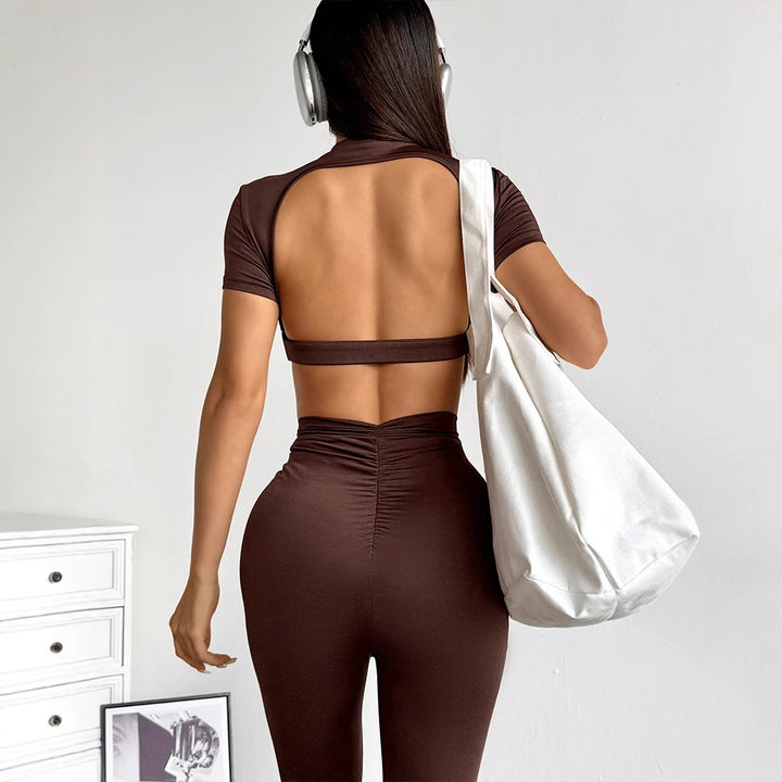 Damen Set aus cropped Oberteil und figurbetonten Leggings Drune