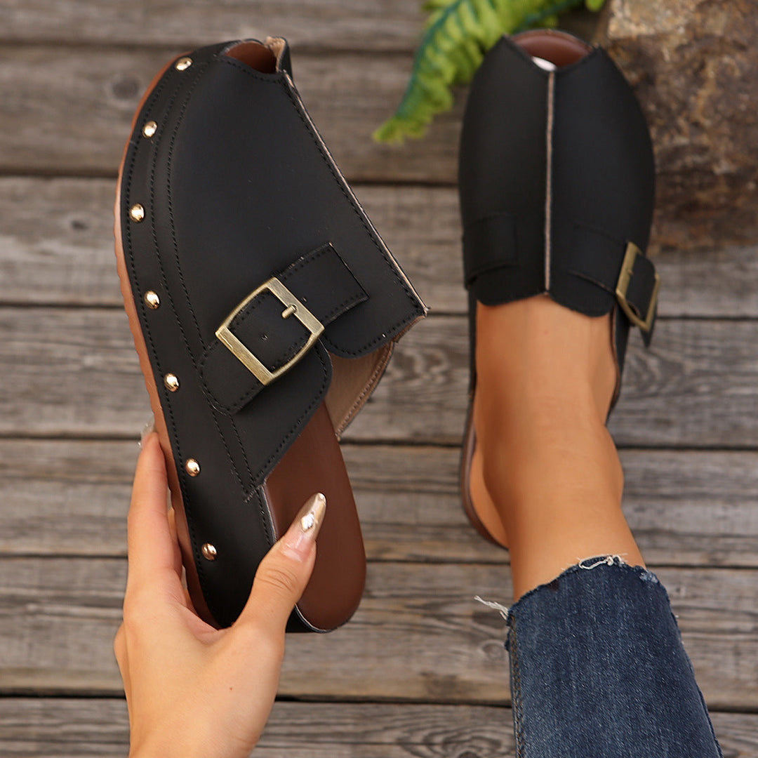 Damen Clogs mit modischem Schnallen-Design und trendiger Metallverzierung Drune
