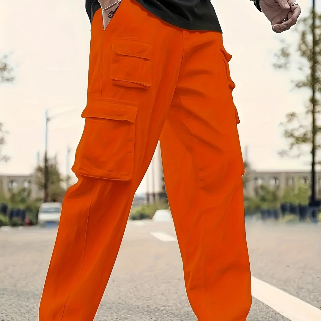 Herren Oversized Cargohose mit verstärkten Klappfächern und geradem Bein Drune