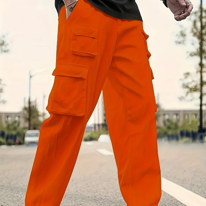 Herren Oversized Cargohose mit verstärkten Klappfächern und geradem Bein Drune