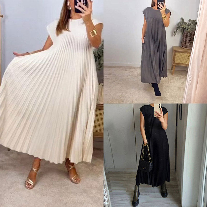Damen Plissiertes Maxikleid mit elegantem Schnitt und dekorativen Details Drune