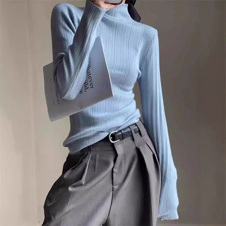 Damen Feinstrickpullover im modernen Schnitt mit hohem Kragen Drune