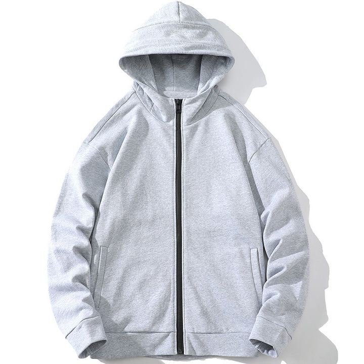 Unisex Oversize Kapuzen-Zipjacke aus weichem Fleece mit durchgehendem Reißverschluss und Eingrifftaschen Drune