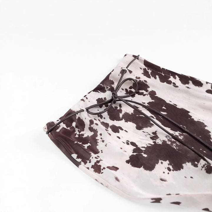 Damen Oversize-Hemdbluse mit Kuhflecken-Print, verdeckter Knopfleiste und weitem Schnitt Drune