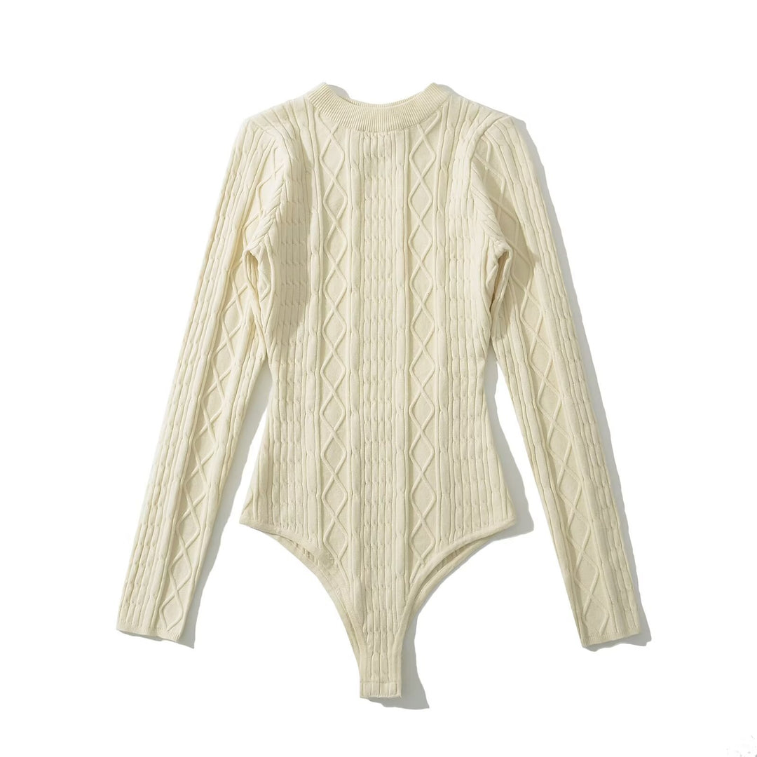 Damen Langarm Bodysuit mit strukturiertem Design Drune