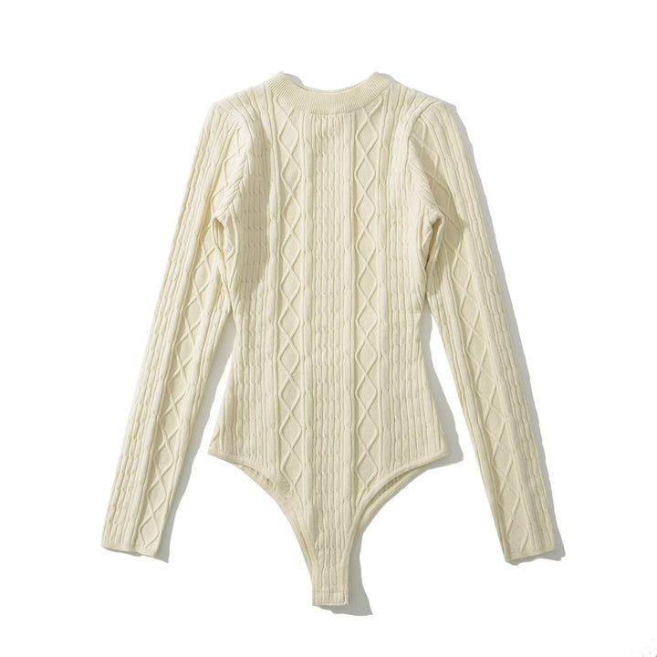 Damen Langarm Bodysuit mit strukturiertem Design Drune