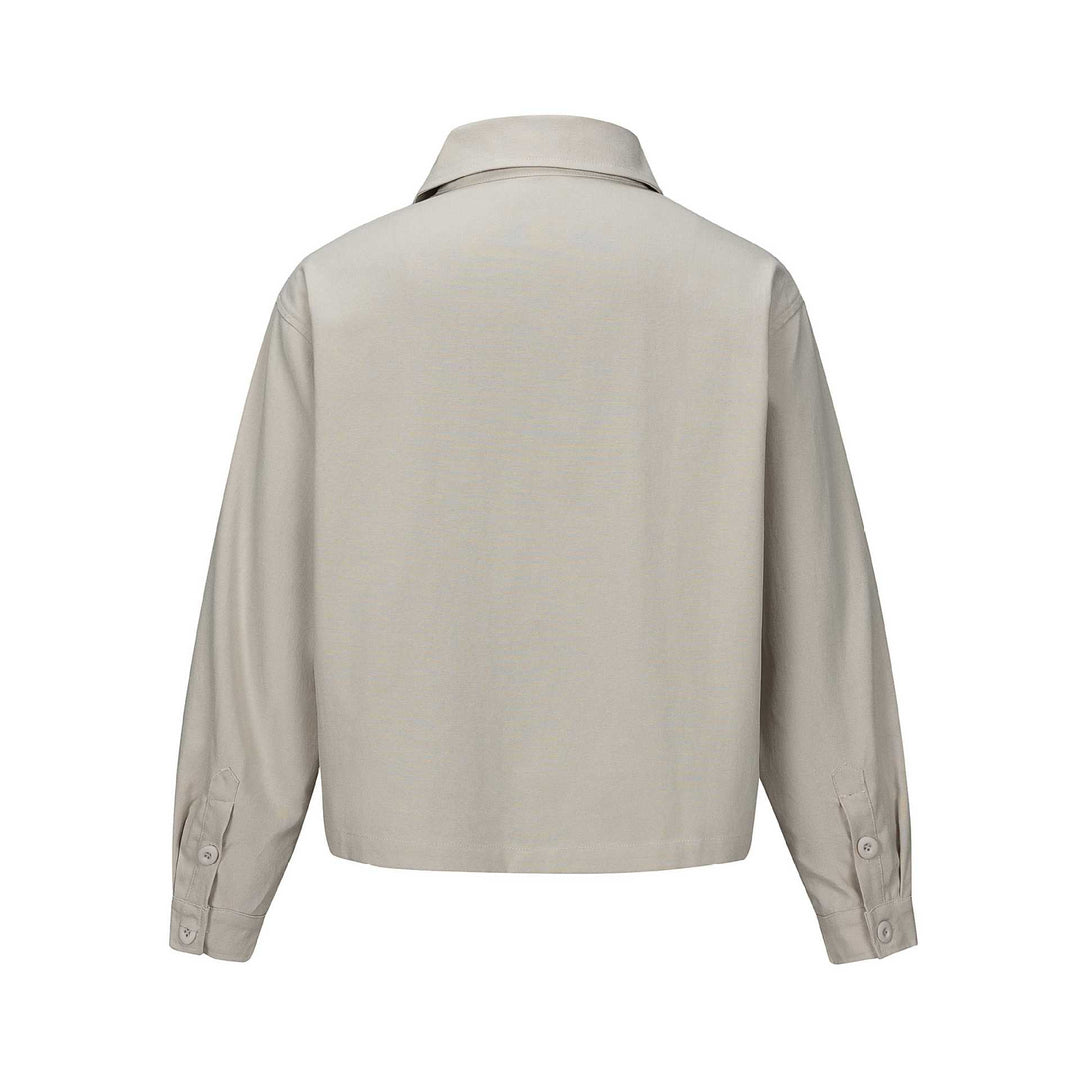Unisex Kurz geschnittene Boxy-Hemdjacke mit durchgehender Knopfleiste und Pattentasche Drune