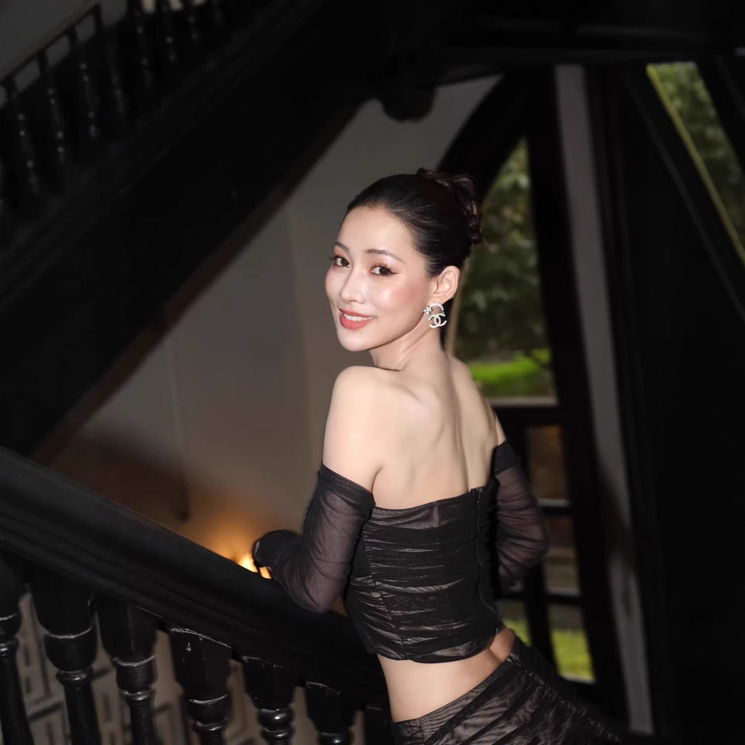 Damen Elegant geschnittenes 2-teiliges Set mit Rüschen und Herz-Ausschnitt Drune