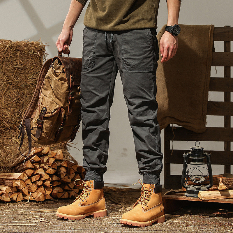 Herren Canvas‑Cargo‑Jogginghose mit elastischem Bund und Bündchen Drune