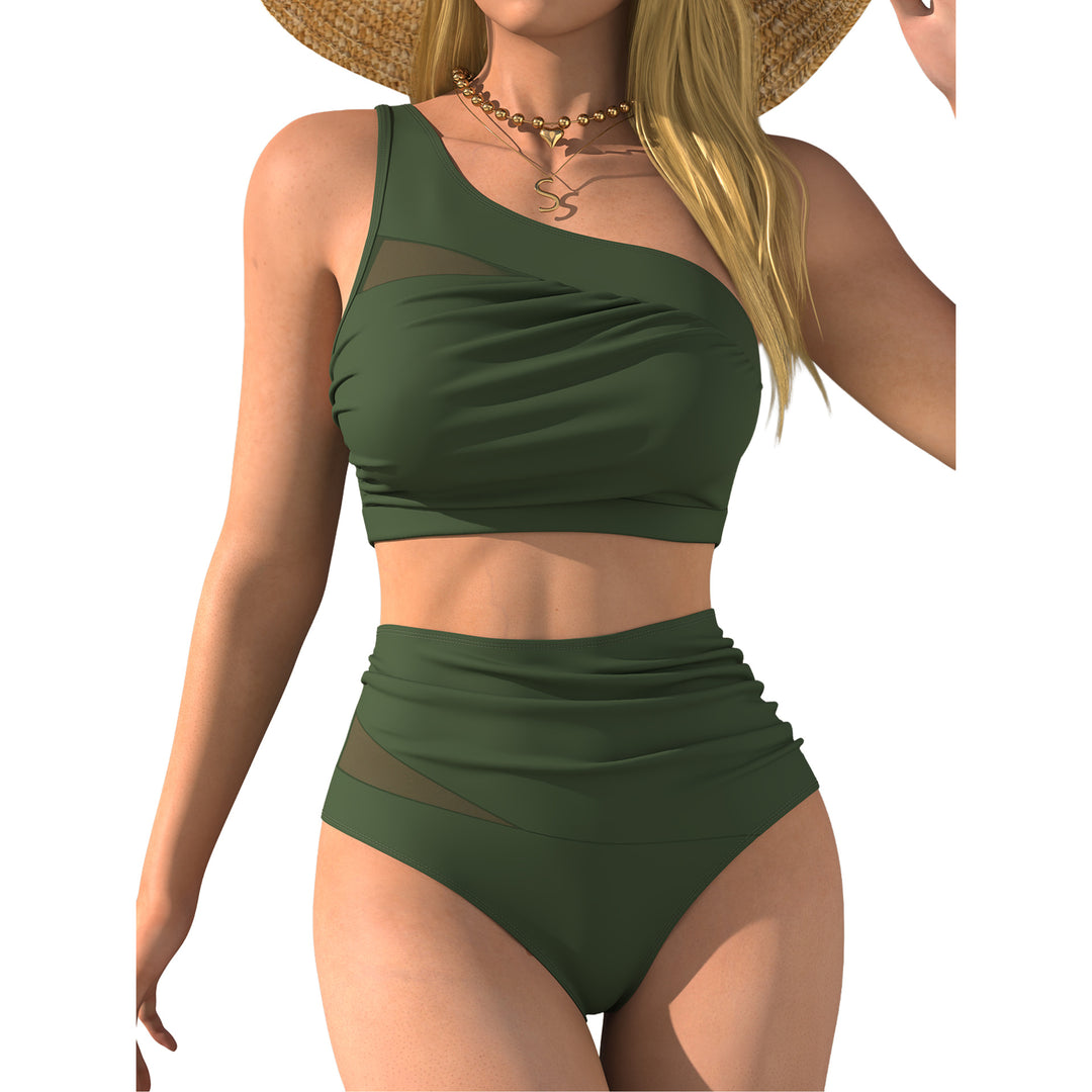 Damen Hochgeschnittener Bikini mit asymmetrischem Oberteil Drune