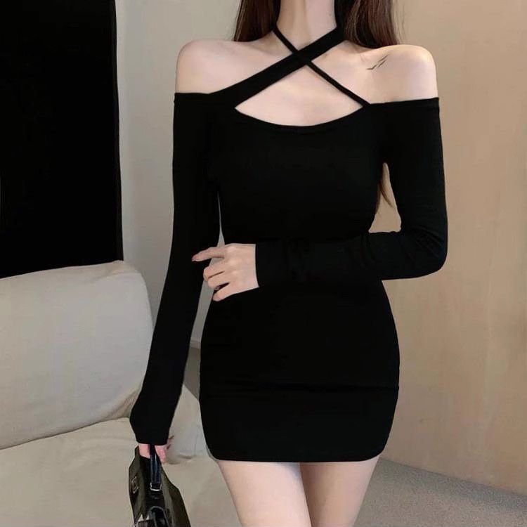 Damen Off-Shoulder Cocktailkleid Drune