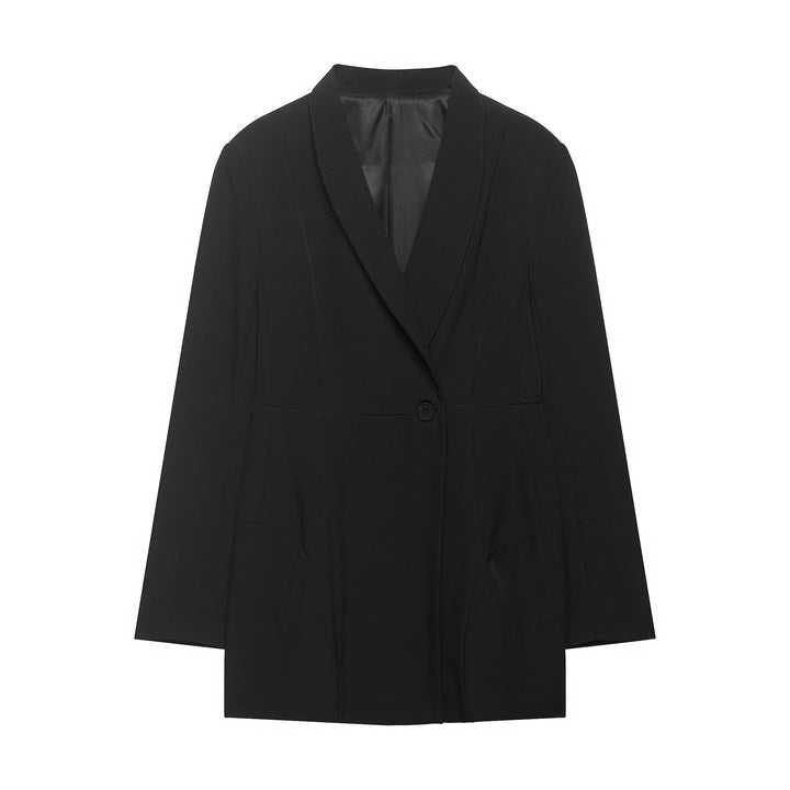 Damen Floraler Schalkragen-Blazer mit lockerem Schnitt und aufgesetzten Taschen Drune