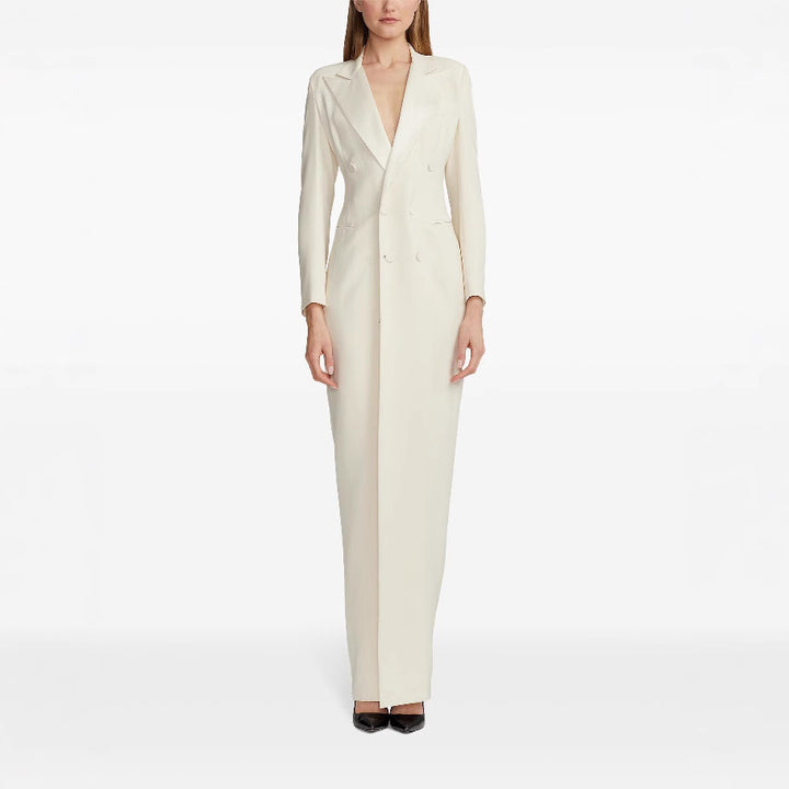 Damen Lange Smokingsakko-Kleid mit tailliertem Schnitt und Beinschlitz Drune