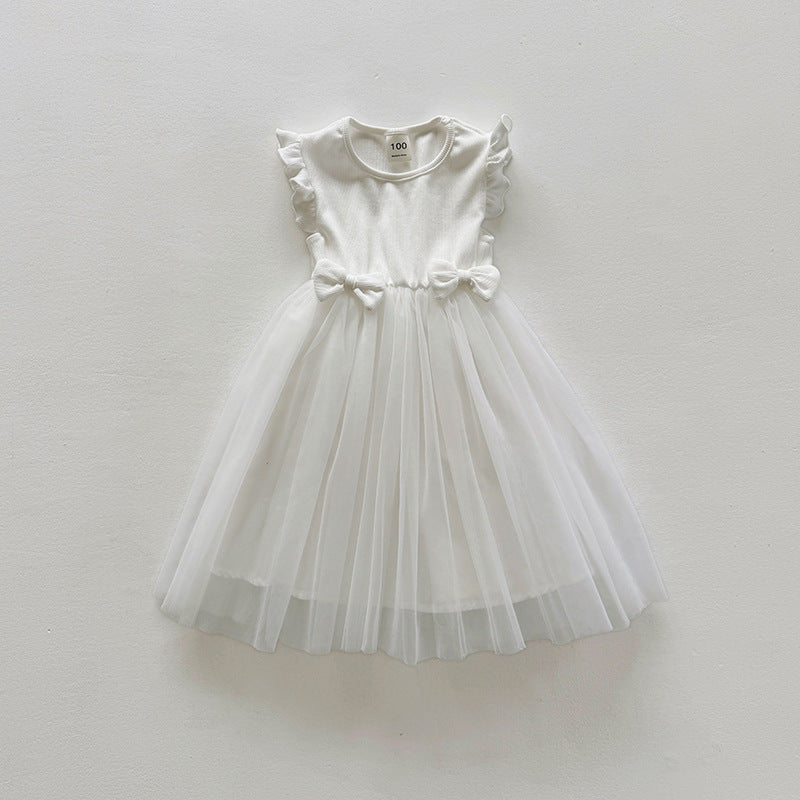 Mädchen Tüll Rüschdress mit Schleifenakzenten Drune
