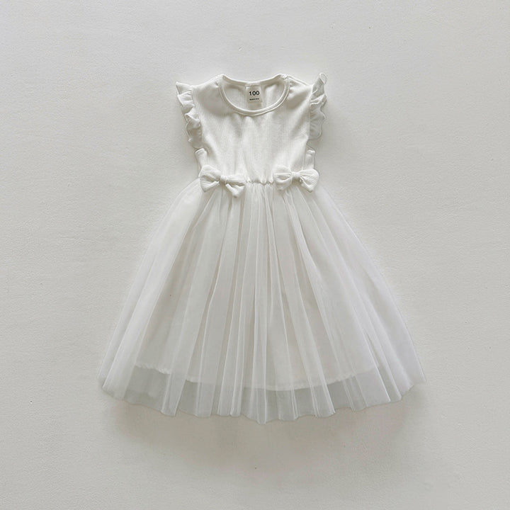 Mädchen Tüll Rüschdress mit Schleifenakzenten Drune