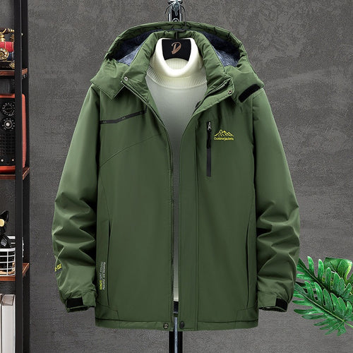 Herren Wasserabweisende Funktions-Übergangsjacke mit Kapuze, Brustreißverschluss & Thermofutter Drune