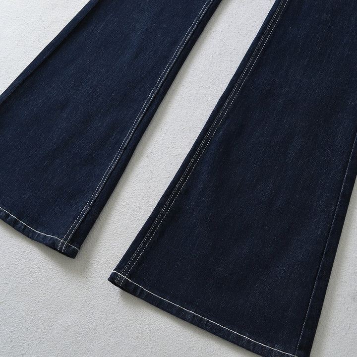 Damen Flared-Jeans mit dekorativer Mittelnaht und Kontrastnähten Drune