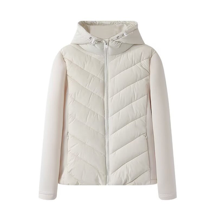 Damen Hybrid-Steppjacke mit Wattierung, Kapuze und elastischen Ärmel-Einsätzen Drune