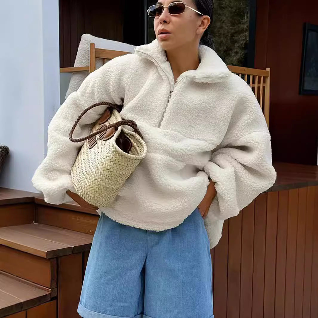 Damen Fleece-Pullover mit hohem Kragen Drune