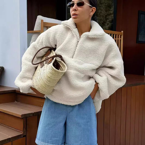 Damen Fleece-Pullover mit hohem Kragen Drune