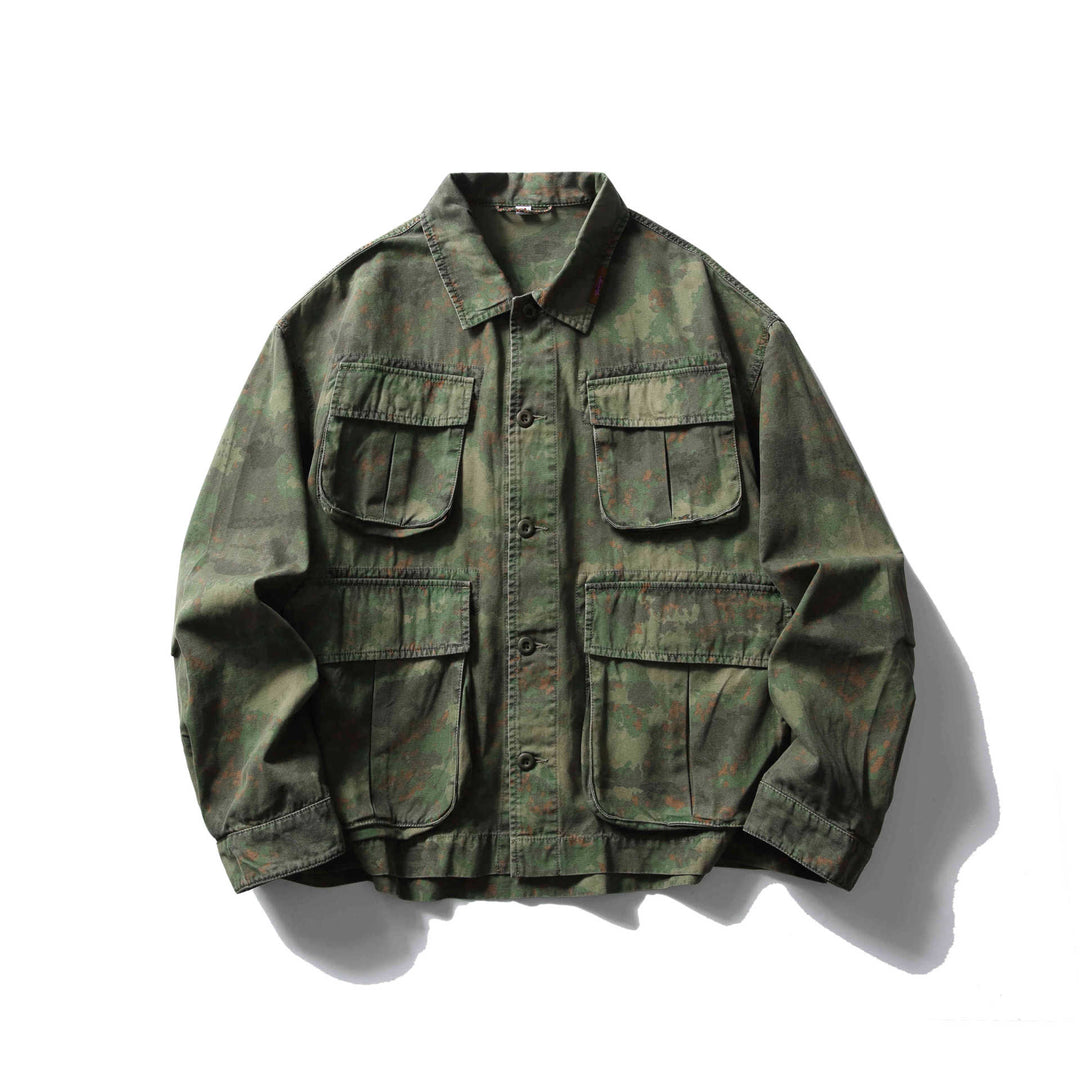 Herren Cargo-Overshirt im Utility-Stil mit Camouflage-Print und Mehrfachtaschen Drune