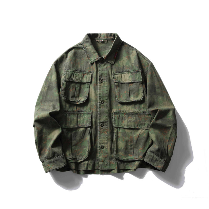 Herren Cargo-Overshirt im Utility-Stil mit Camouflage-Print und Mehrfachtaschen Drune