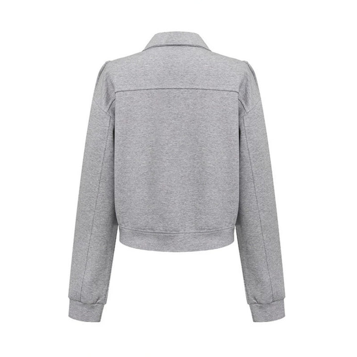 Damen Sweatjacke mit dekorativer Zierkordel, Reißverschluss und Schulterpatten Drune