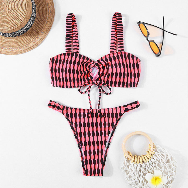 Damen Triangel-Bikini mit modischem Wickel-Design und verstellbaren Trägern Drune