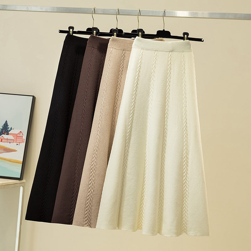 Damen Eleganter, plissierter Maxirock aus hochwertigem Strick Drune