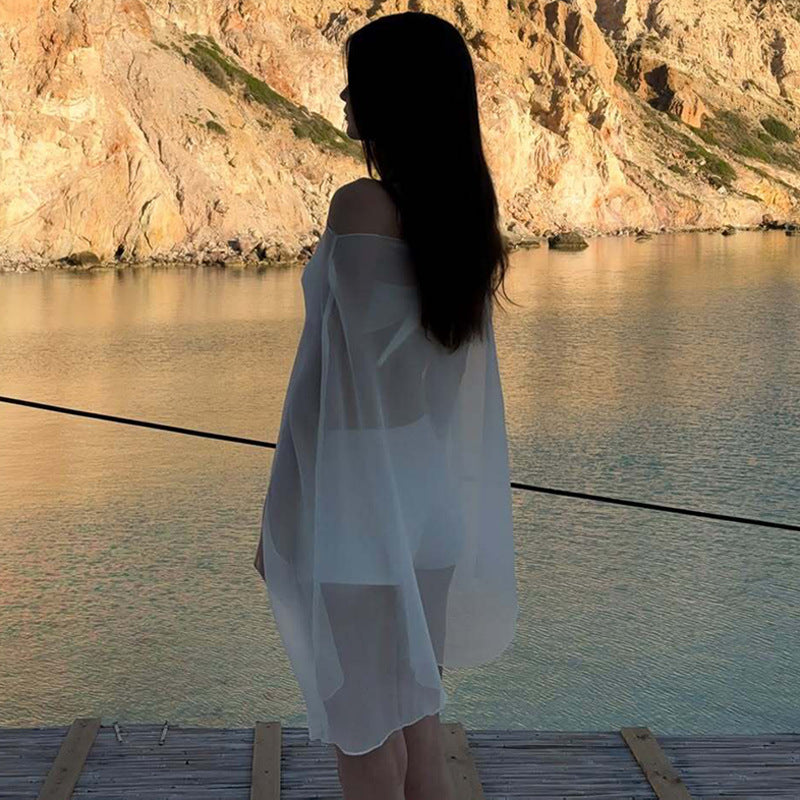 Damen Chiffon Überwurf mit eleganten Ärmelausschnitten Drune
