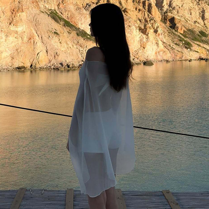 Damen Chiffon Überwurf mit eleganten Ärmelausschnitten Drune