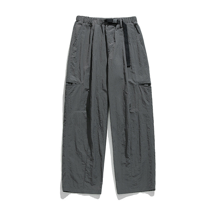 Unisex Leichte Nylon‑Plissé‑Freizeit‑Hose mit elastischem Tunnelzugbund und integriertem Gurtband Drune