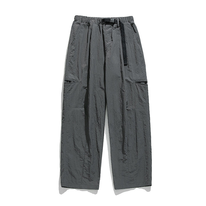 Unisex Leichte Nylon‑Plissé‑Freizeit‑Hose mit elastischem Tunnelzugbund und integriertem Gurtband Drune