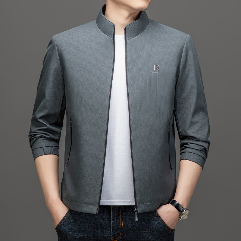 Herren Leichte Utility-Jacke mit hohem Kragen Drune