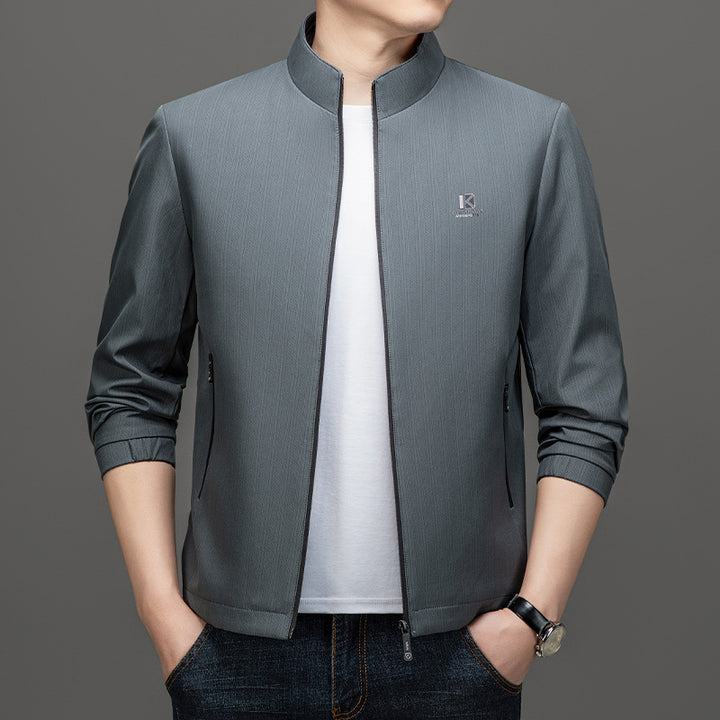 Herren Leichte Utility-Jacke mit hohem Kragen Drune