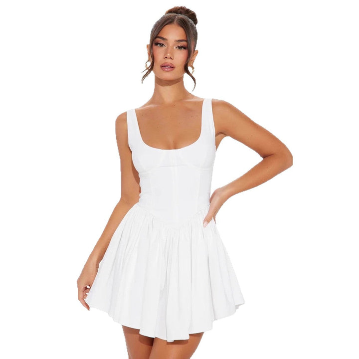 Damen Minikleid mit figurbetontem Oberteil und schwingendem Rock Drune