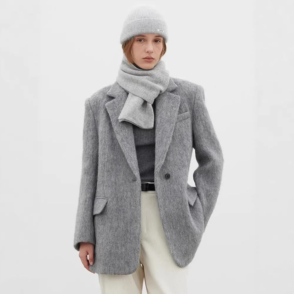 Damen Eleganter und kuscheliger Wollblazer mit modernem Schnitt Drune