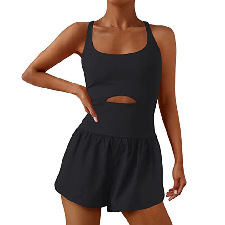 Damen Sportlicher Jumpsuit mit tailliertem Schnitt und tiefem Ausschnitt Drune