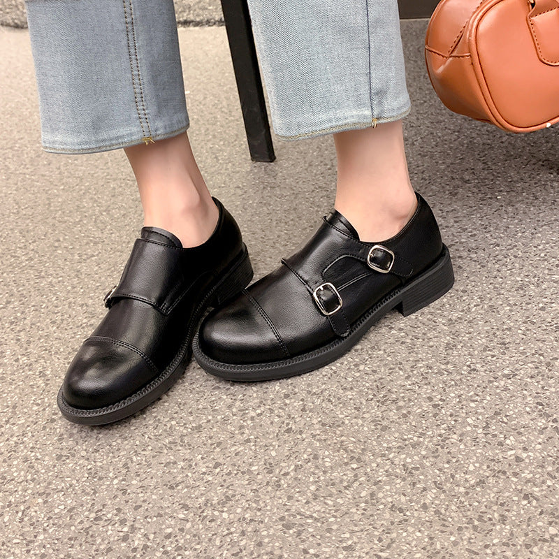 Damen Doppel-Monkstrap-Brogues aus Glattleder mit Brogue-Perforation und Komfortfußbett Drune